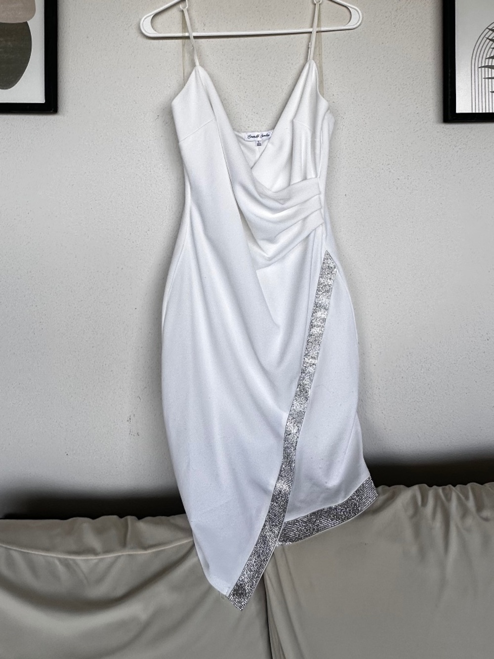 Asymmetrical Mini Dress with Crystal Trim Skirt Emerald Sundae